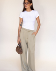 tan beige High waisted trouser pant
Belt loops
Eyelet and zipper closure
Front pleats
2 side pockets
2 faux back pockets
Unlined
work trouser pants
cute office attire
dressed up outfit