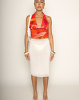 red Mesh printed halter top
Fixed strap
Deep V-neckline
Open back
Lined
going out top
summer top
spring top