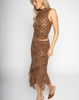 Asymmetrical polka dot midi skirt
Ruffle trim
Elastic waistband
Ruched side
Partially lined
Mesh
brown polka dot midi skirt
fall outfit
fall skirt