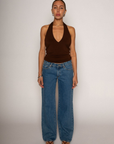 brown halter top. summer halter top. going out top
