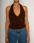brown halter top. summer halter top. going out top