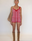 red and white Striped knit mini shorts
Has stretch
Unlined