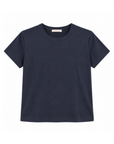 navy blue Crewneck t-shirt top
Short sleeve
Unlined
Cotton/Spandex
