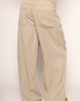 Washed wide leg pants
5 pocket construction
Button and fly closure
Belt loops
beige trouser pants
work wear
cute work wear pants