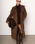 brown Faux suede long long trench coat
Collared
Adjustable waist tie
Back slit
Lined
brown suede trench coat
fall jacket
fall coat
fall outfit