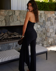 black strapless Mesh jumpsuit
Waist sash
Inner ruber grip lining
Back zipper closure
Lined/Sheer