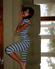 blue and yellow Striped ribbed short sleeve top
Crew neckline
Ultra soft feel
Lined
summer spring outfit