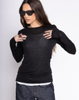 black long sleeve sheer top