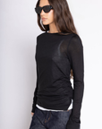 black long sleeve sheer top