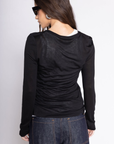 black long sleeve sheer top