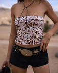cow print top. Animal printed ultra soft cropped tube top. coachella outfit. stagecoach outfit. festival outfit.