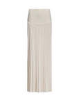 Knit maxi skirt. Elastic wide waistband. Pleated skirt. Fully lined. Slightly sheer. white mxi skirt. white lioness skirt.