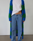 Striped fuzzy crochet knit longline cardigan. Long sleeves. Open front. Unlined. long cardigan. striped cardigan. fall cardigan. fall outfit