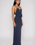 Cowl neck maxi dress
Adjustable spaghetti straps
Side zipper closure
Adjustable back tie
Lined
navy blue maxi dress
navy blue wedding guest dress