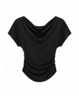 black Draped short sleeve top
Unlined
going out top