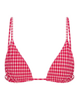 red Gingham printed triangle bikini top
Adjustable over the shoulder straps
Lined
Nylon/Spandex