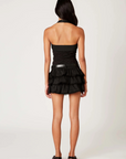 Halter eyelet corset top
Button closure to secure halter neck
Eyelet embroidery
Structured paneling
Hook & eye detail at front
black corset top
black going out top