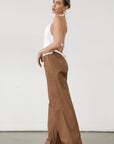 Woven pants. Elastic waistband. Side pockets. Unlined. Brown throw on pants. Cute casual pants.