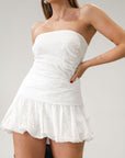 Eyelet woven skort. Side hook and eye and zipper closure. Bubble hem. Shorts lining. White eyelet skirt. White skort. Bubble skirt. Summer skirt.