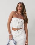 Button Me Up Bustier Top - FINAL SALE