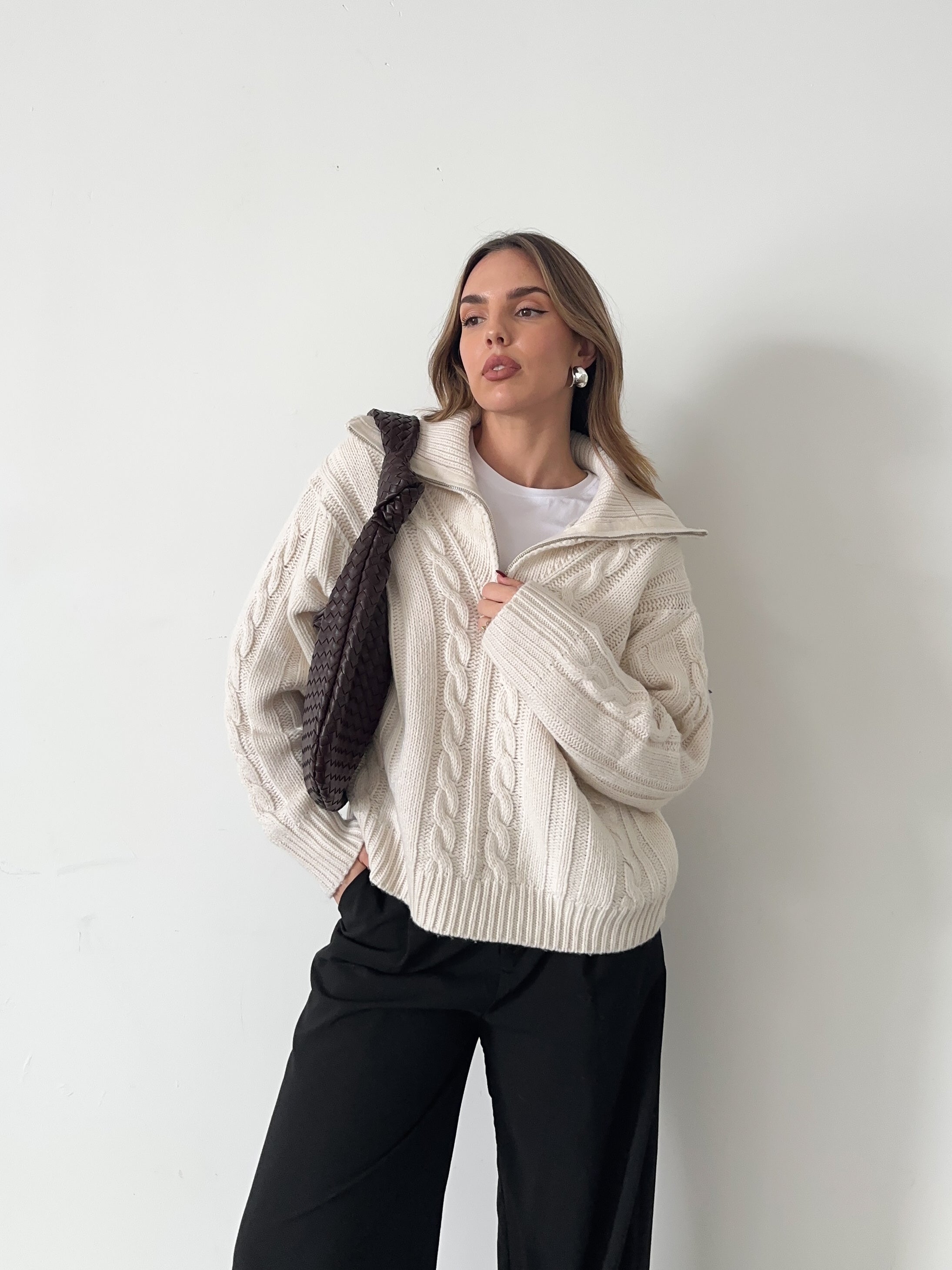 トップス andmary Mila ribbon knit tops beige ANDMARY】Millie ribbon knit tops