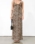 Printed knit maxi dress. Adjustable straps. Unlined. Cheetah dress. Leopard dress. Summer dress