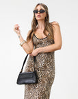 Printed knit maxi dress. Adjustable straps. Unlined. Cheetah dress. Leopard dress. Summer dress