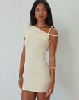 cream mini dress. summer dress. everyday dress. twist strap