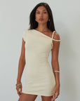 cream mini dress. summer dress. everyday dress. twist strap