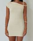 cream mini dress. summer dress. everyday dress. twist strap