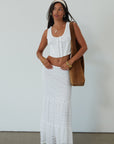 Lace sleeveless top. Boning in bodice. Front hook and eye closures. Fully lined. Knit lace maxi skirt. Elastic waistband. Fully lined. maxi skirt set. lace set. lace maxi skirt set. bridal shower set. bridal shower outfit. vacation set. vacation outfit. summer outfit. summer set