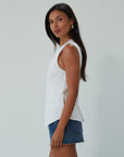 Woven vest. Front button down closure. Back slit. Fully lined. white vest top. summer top. going out top. dressy casual top. cute casual business top. going out top. work from home top. nice dinner top