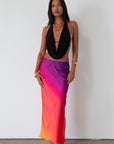 Satin maxi skirt. Elastic waistband. Unlined. sunet maxi skirt. going out skirt. going out outfit.