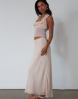Chiffon maxi skirt. Elastic waist. Fully lined. nude maxi skirt. simple maxi skirt. dressed up maxi skirt