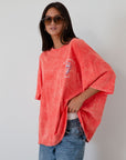 Graphic printed acid wash knit oversized tee. Crewneck. Short sleeves. rolling stones graphic tee