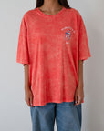 Graphic printed acid wash knit oversized tee. Crewneck. Short sleeves. rolling stones graphic tee