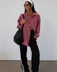 Striped woven pants. Button and zipper fly. Side pockets. Elastic back waist. Unlined.