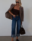 Ribbed knit tube top. Elastic neckline. Fully lined. brown tube top. brown crop top. fall top. fall outfit. fall transition outfit
