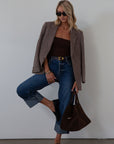 Faded high rise straight leg jean. Button fly. Five pocket construction. Cuffed hems. Unlined. pistola jeans. fall outfit. fall pants