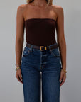 Ribbed knit tube top. Elastic neckline. Fully lined. brown tube top. brown crop top. fall top. fall outfit. fall transition outfit
