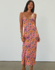 Printed chiffon maxi dress. Adjustable straps. Unlined. floral maxi dress. summer dress. wedding guest dress. spaghetti strap dress