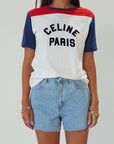 Denim shorts. Button and zipper fly. Five pocket construction. Raw edge hem. Unlined. summer shorts. denim shorts