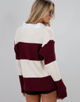 Striped crochet knit sweater. Woven collar neckline. Front button down closures. Unlined. Unlined. sweater polo. fall top. fall outfit
