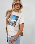 Graphic printed knit tee. Crewneck. Short sleeves. Unlined. david bowie graphic tee.