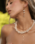 Round Stone Chain Stud Earrings by Viviana D'Ontañón - SHOPLUNAB