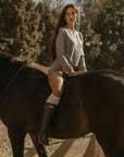 Heather knit shorts. Elastic waistband. Unlined. grey shorts. comfy cute shorts. cute casual shorts