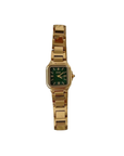 Square dial watch
Standard Glass Crystal
Adjustable Strap
Stainless Steel/Alloy
Color may slightly vary due to lighting and monitor differences
gold watch with green face