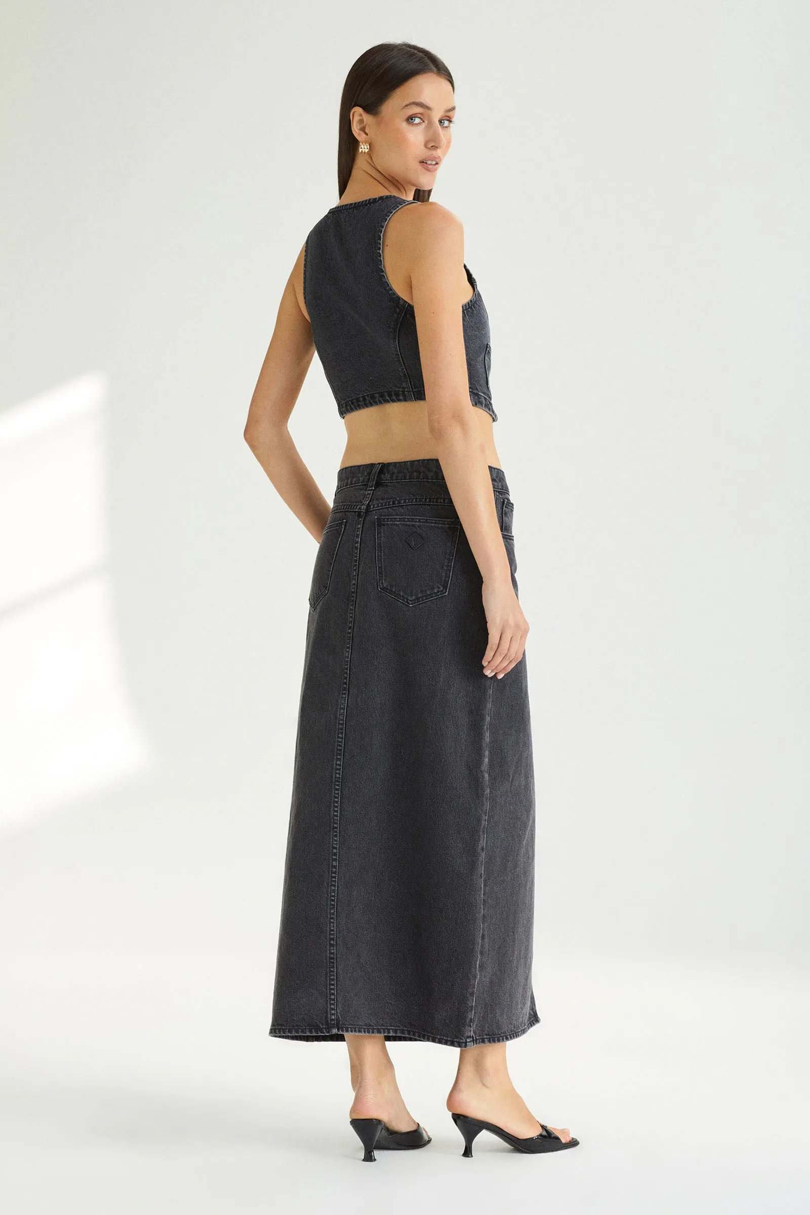 スカート SINOON SN Flare Denim Skirt Black スカート SINOON SN