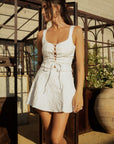 Floral woven corset top. Fixed straps. Front lace up closure. Side zipper closure. Fully lined. European summer vacation. European summer outfit. European summer. European summer top. European summer aesthetic. Tuscany outfit inso. Tuscany aesthetic. Summer top. white lace corset. summer outfit. everyday top. vacation top. outfit to wear to tuscany. white floral lace top