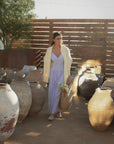 Striped woven maxi dress. Adjustable straps. Elastic smocked back. Back hook and eye and zipper closures. Unlined. European summer. European summer dress. European summer aesthetic. Tuscany outfit inso. Tuscany aesthetic. Summer dress. blue and white striped maxi dress. striped maxi dress. summer outfit. everyday dress. vacation dress. outfit to wear to tuscany. nice dinner dress. dinner dress. day dress.